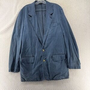 Members Only Jacket Blue Cotton Casual Blazer Two Button Sport Coat Mens Size 42